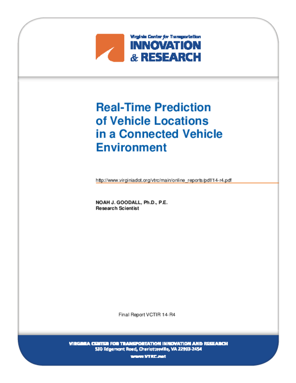 (PDF) Real-Time Prediction of Vehicle Locations in a Connected Vehicle ...