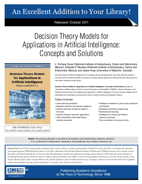 (PDF) Decision Theory Models for Applications in Artificial Intelligence