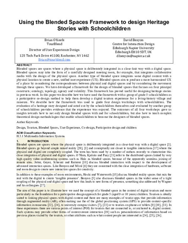 (PDF) Using the blended spaces framework to design heritage stories ...