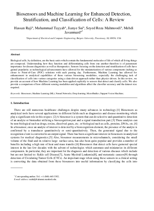 (PDF) Biosensors and Machine Learning for Enhanced Detection ...