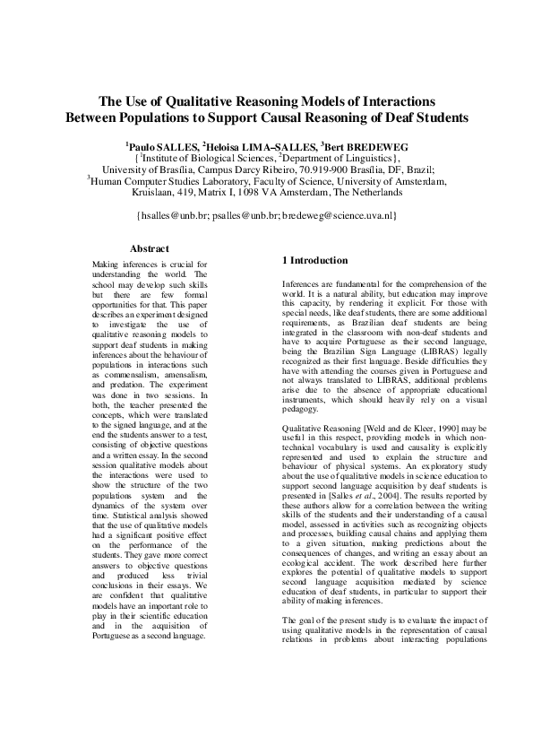 (PDF) The Use of Qualitative Reasoning Models of Interactions between ...