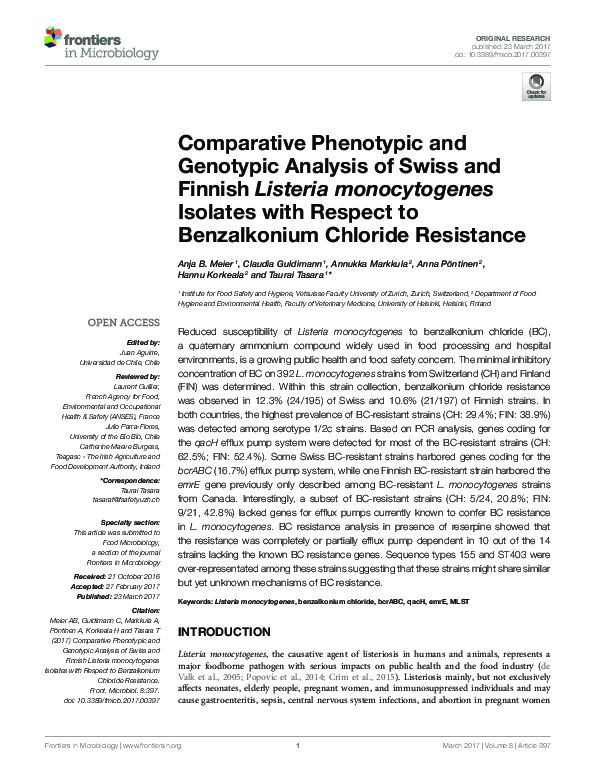 (PDF) Comparative Phenotypic and Genotypic Analysis of Swiss and ...