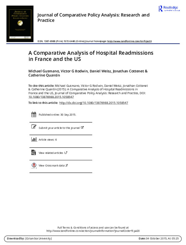 (PDF) A Comparative Analysis of Hospital Readmissions in France and the US