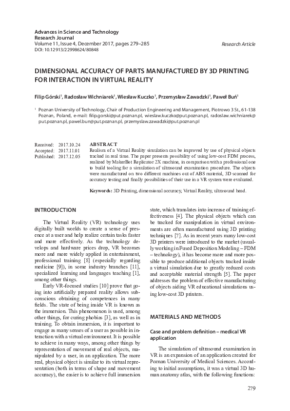 (PDF) Dimensional Accuracy of Parts Manufactured by 3D Printing for ...