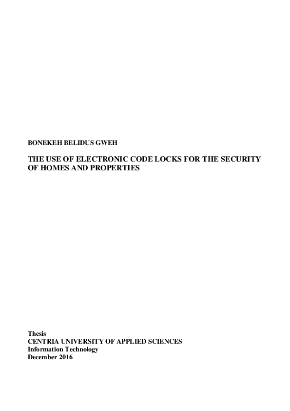 (PDF) The Use of Electronic Code Locks for the Security of Homes and ...