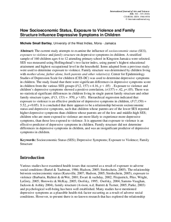 (PDF) How Socioeconomic Status , Exposure to Violence and Family ...