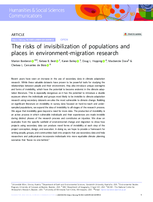 (PDF) The risks of invisibilization of populations and places in ...