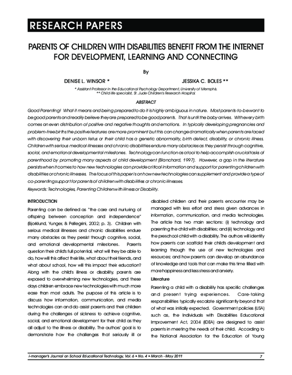 (PDF) Parents of Children with Disabilities Benefit from the Internet ...