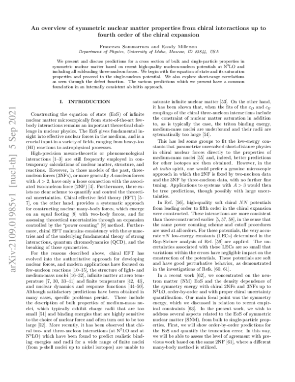 (PDF) An overview of symmetric nuclear matter properties from chiral ...