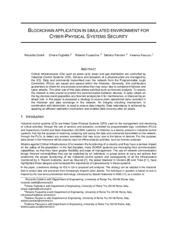 (PDF) Blockchain application in simulated environment for Cyber ...