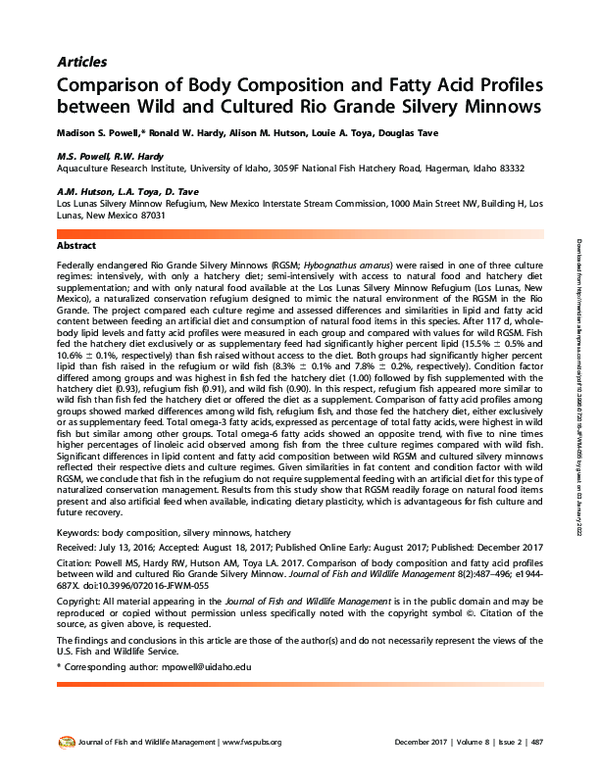 (PDF) Comparison of Body Composition and Fatty Acid Profiles between ...