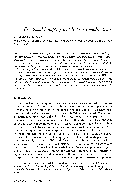 (PDF) Fractional sampling and robust equalization