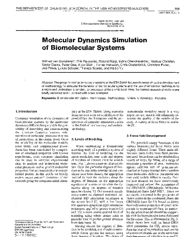 (PDF) Molecular dynamics simulation of biomolecular systems