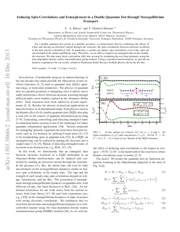 (PDF) Inducing Spin Correlations and Entanglement in a Double Quantum ...