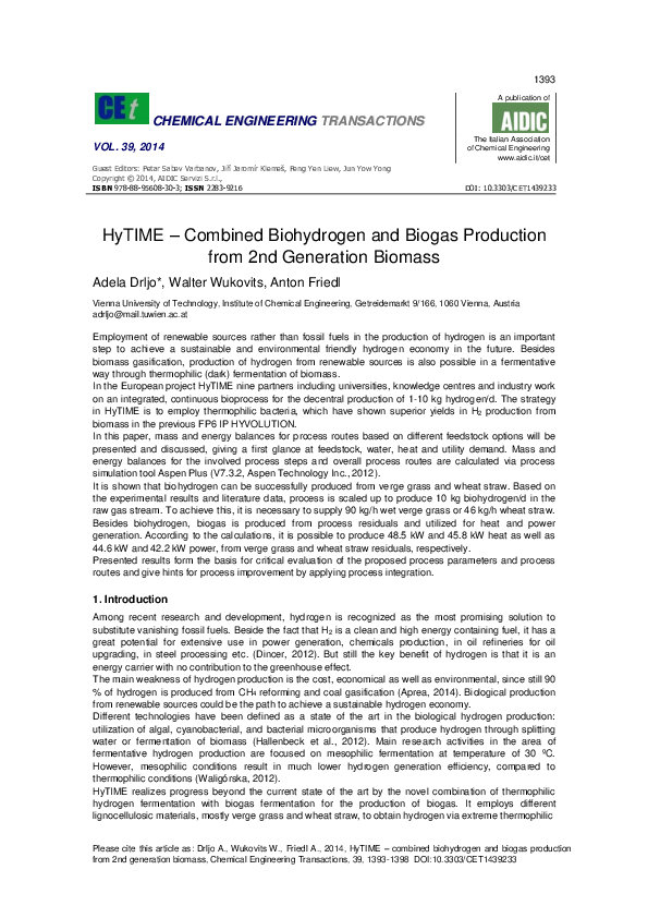 (PDF) HyTIME - Combined Biohydrogen and Biogas Production from 2nd ...