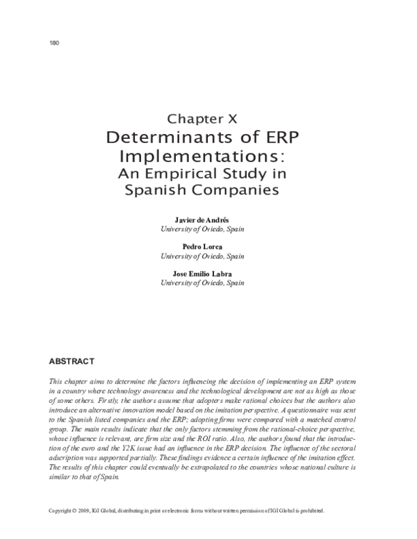 (PDF) Determinants of ERP Implementations: An Empirical Study in ...
