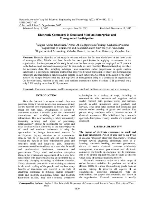(PDF) Electronic Commerce in Small and Medium Enterprises and ...