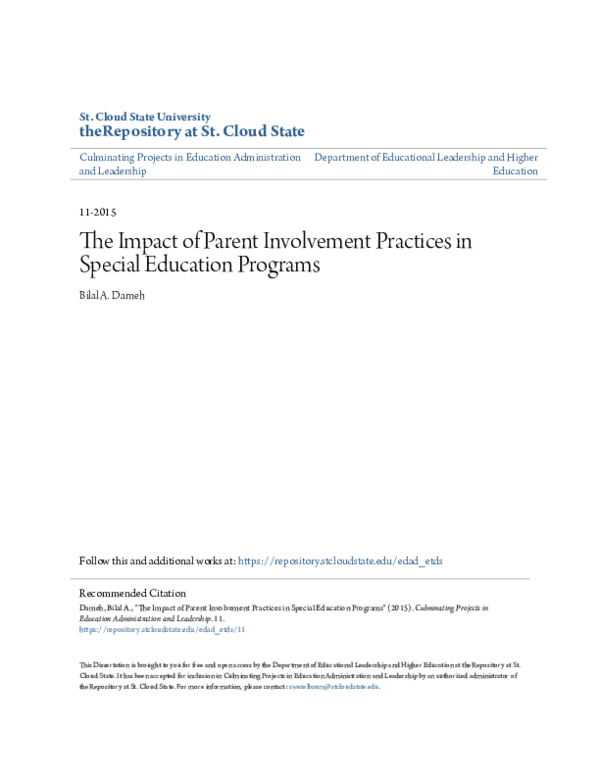 (PDF) The Impact of Parent Involvement Practices in Special Education ...