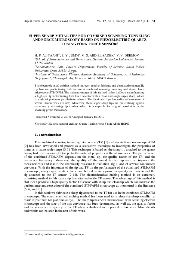 (PDF) Super Sharp-Metal Tips for Combined Scanning Tunneling and Force ...