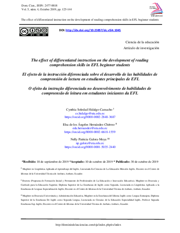 (PDF) The effect of differentiated instruction on the development of ...