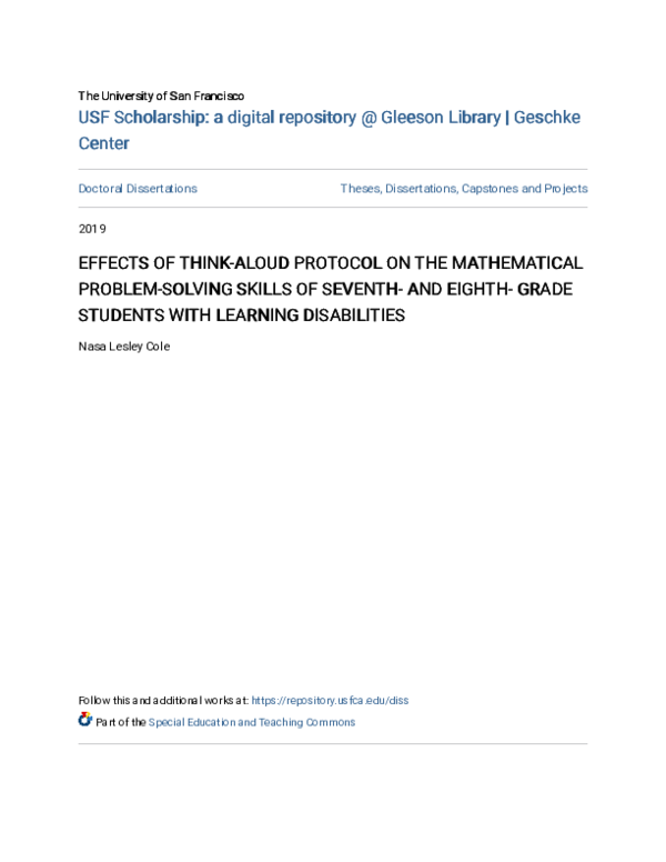 (PDF) Effects of Think-Aloud Protocol on the Mathematical Problem ...