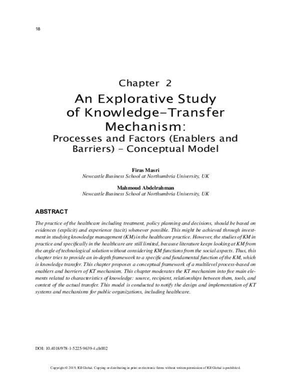 (PDF) An Explorative Study of Knowledge-Transfer Mechanism