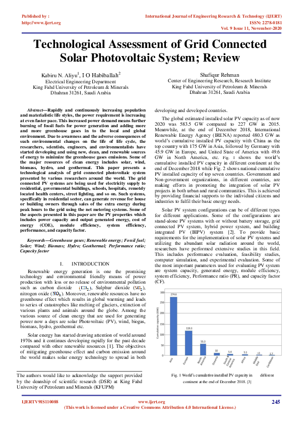 (PDF) Technological Assessment of Grid Connected Solar Photovoltaic ...