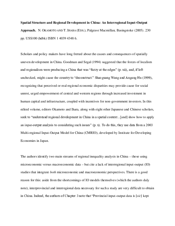 (PDF) Spatial Structure and Regional Development in China: An ...