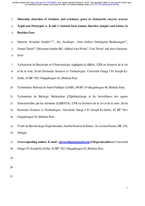 (PDF) Molecular detection of virulence and resistance genes in ...
