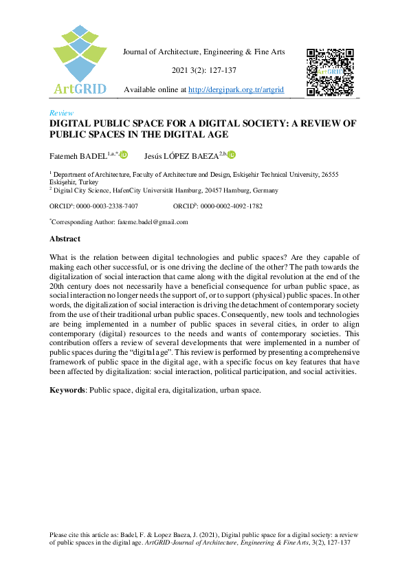 (PDF) DIGITAL PUBLIC SPACE FOR A DIGITAL SOCIETY A REVIEW OF PUBLIC