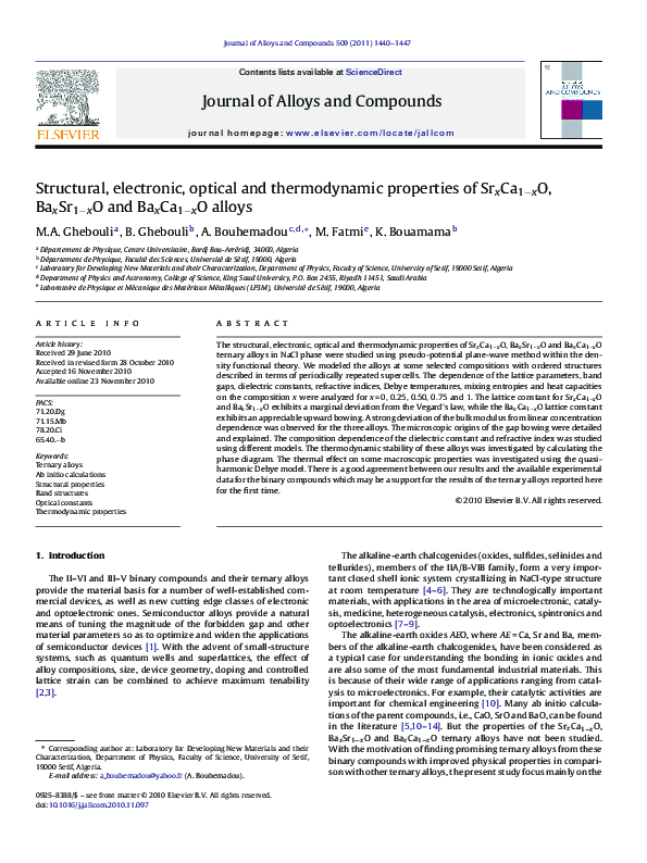 (PDF) Structural, electronic, optical and thermodynamic properties of ...