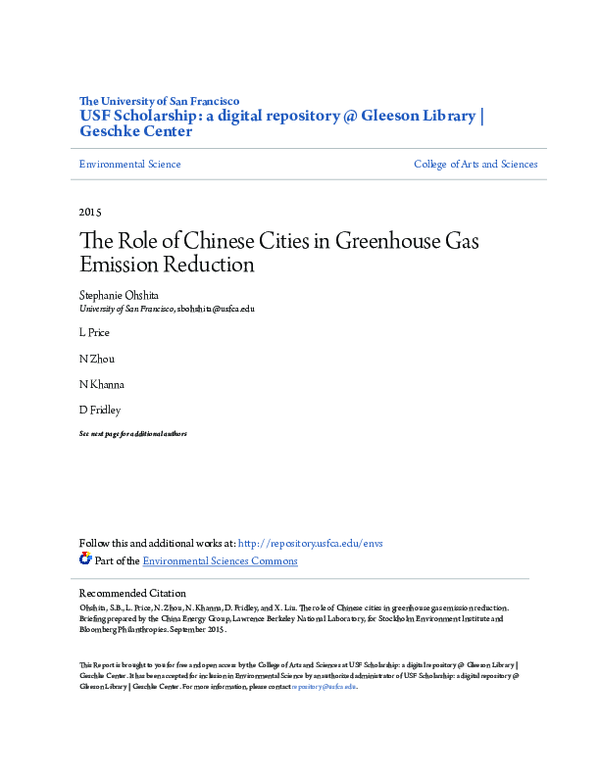 (PDF) The Role of Chinese Cities in Greenhouse Gas Emission Reduction