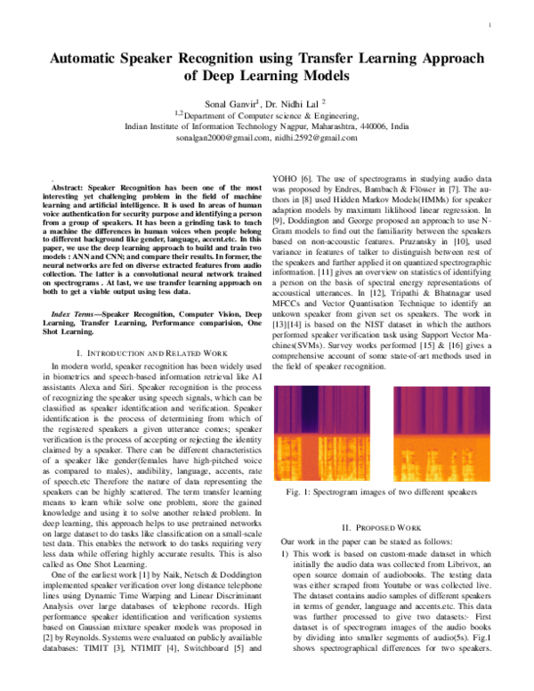 (PDF) Automatic Speaker Recognition using Transfer Learning Approach of ...