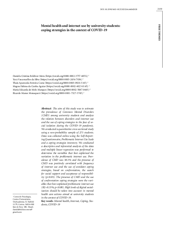 (PDF) Mental health and internet use by university students: coping ...