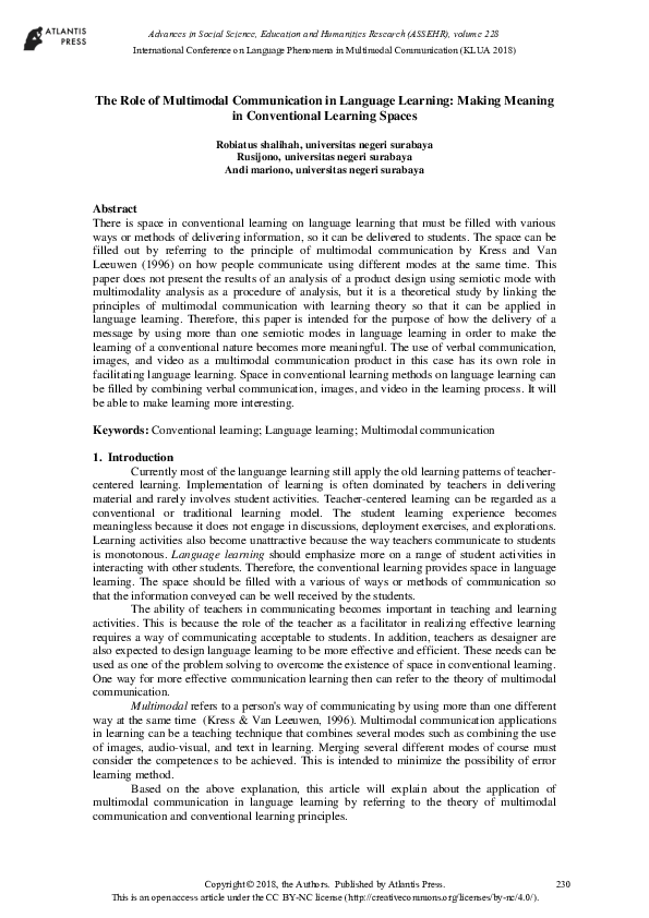 (PDF) The Role of Multimodal Communication in Language Learning: Making ...