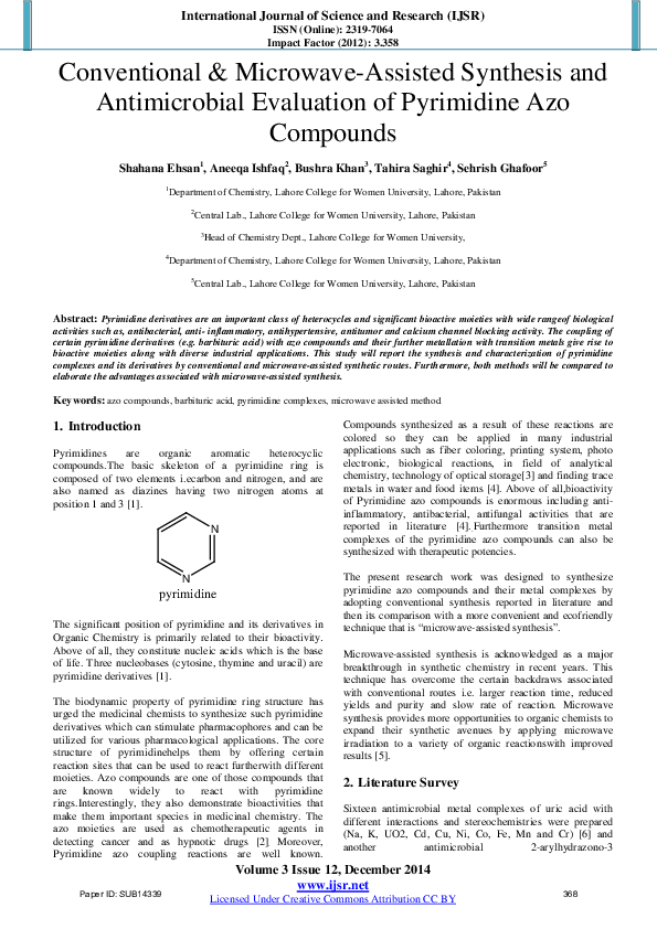 (PDF) Conventional & Microwave-Assisted Synthesis and Antimicrobial ...