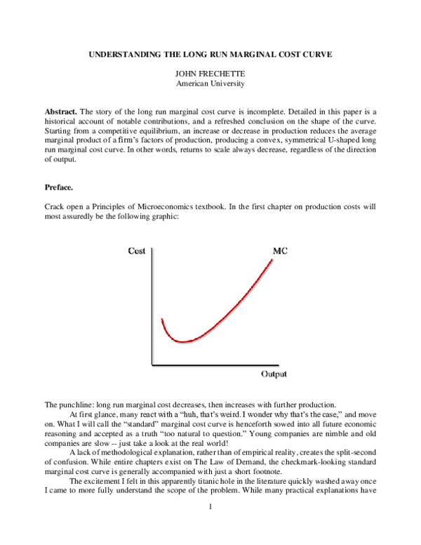 (PDF) Understanding the Long Run Marginal Cost Curve