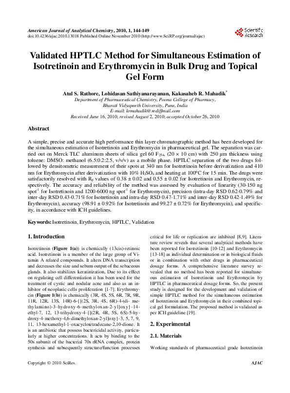 (PDF) Validated HPTLC Method for Simultaneous Estimation of ...