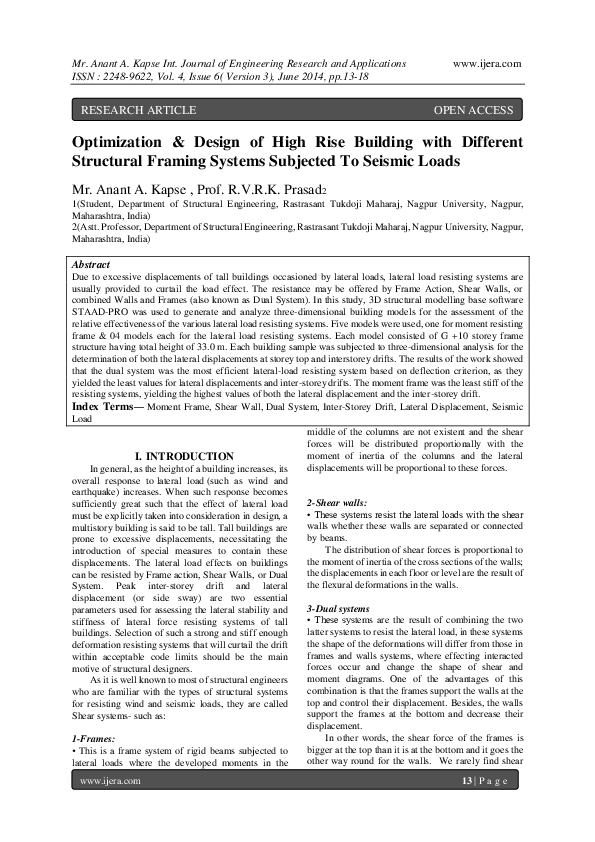 (PDF) Optimization & Design of High Rise Building with Different ...