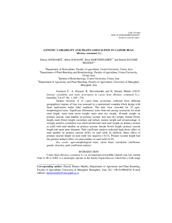(PDF) Genetic variability and traits association in maize GENETIC ...
