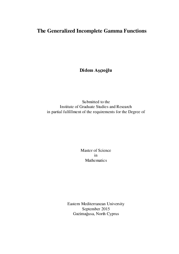 nnn PDF) The Generalized Incomplete Gamma Functions