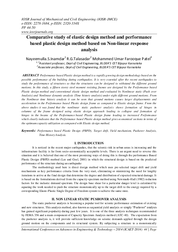 (PDF) Comparative study of elastic design method and performance based ...