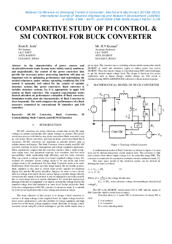(PDF) Comparative study of PI control & SM control for buck converter