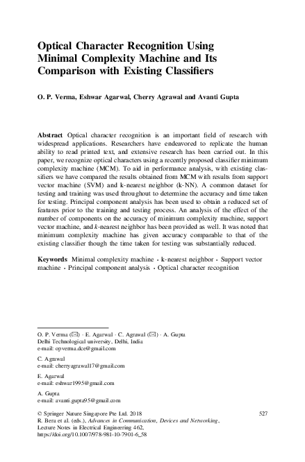 (PDF) Optical Character Recognition Using Minimal Complexity Machine ...