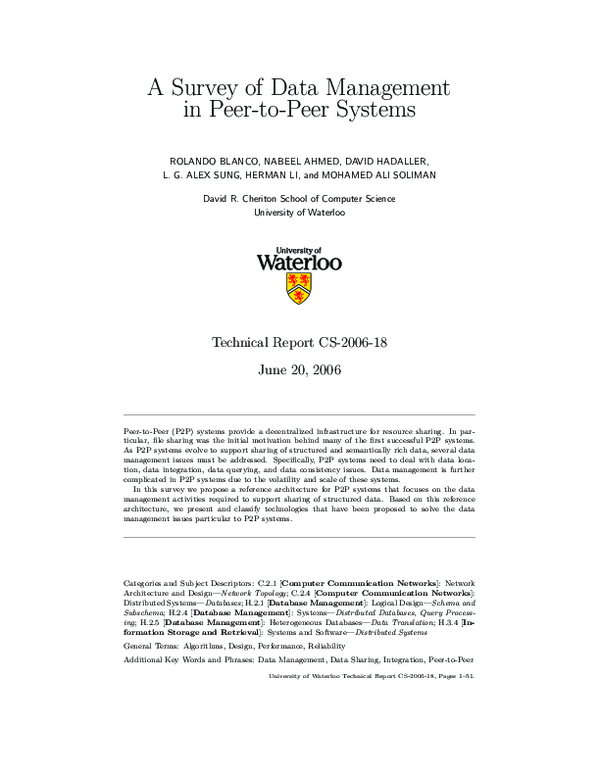 (PDF) A Survey of Data Management In Peer-to-Peer Systems
