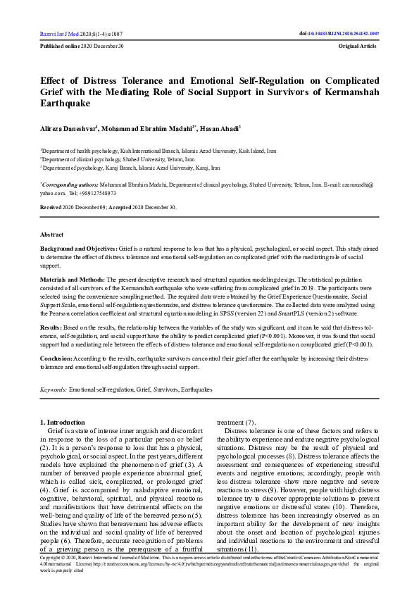 (PDF) The Effect of Distress Tolerance and Emotional Self-Regulation on ...
