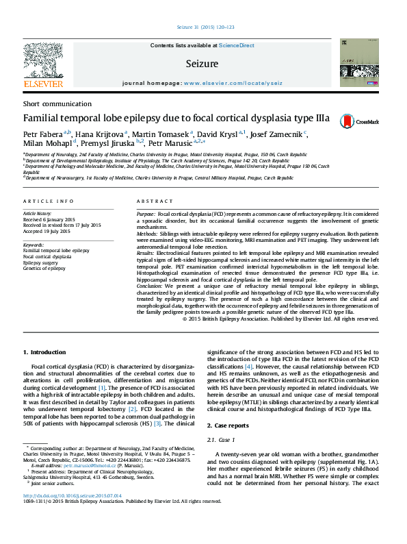 (PDF) Familial temporal lobe epilepsy due to focal cortical dysplasia ...