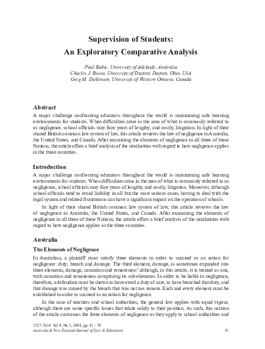 (PDF) Supervision of students: An exploratory comparative analysis