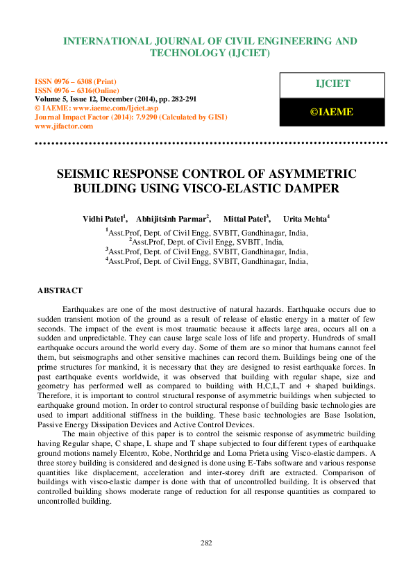 (PDF) Seismic Response Control of Asymmetric Building Using Visco ...