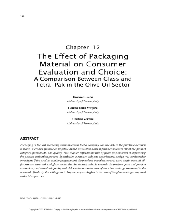 (PDF) The Effect of Packaging Material on Consumer Evaluation and Choice